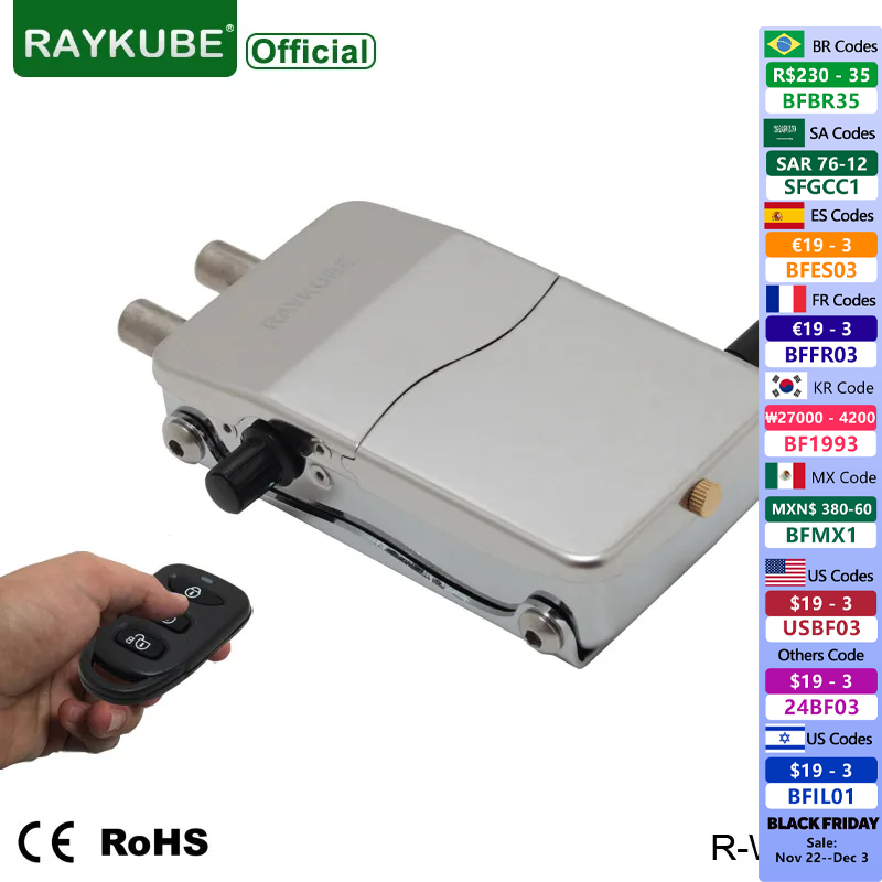 R/Diy Electronics - Электронный дверной замок RAYKUBE, беспроводной пульт