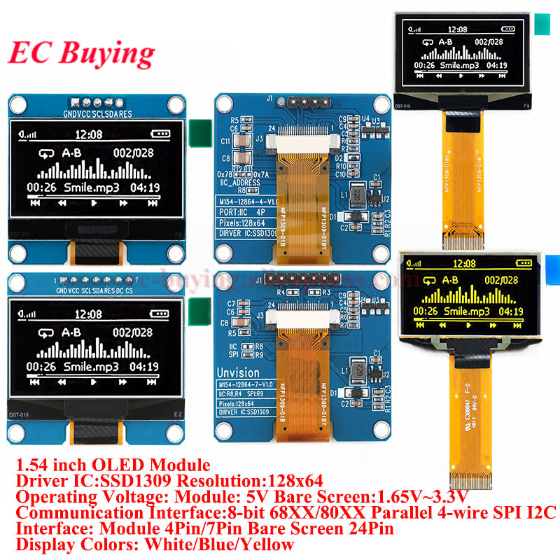 I2C Lcd Display - 1,54-дюймовый OLED-модуль, 1,54-дюймовый ЖК-экран, разрешение 12864,