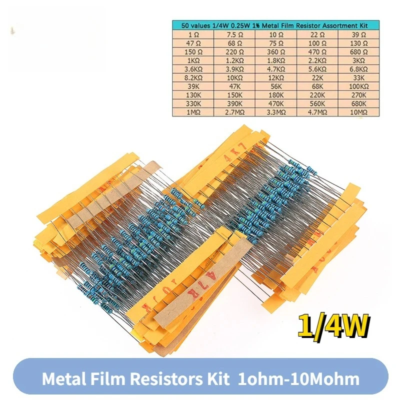 Resistor Kit 1 4W - 500 шт., 1%, 1/4 Вт, набор