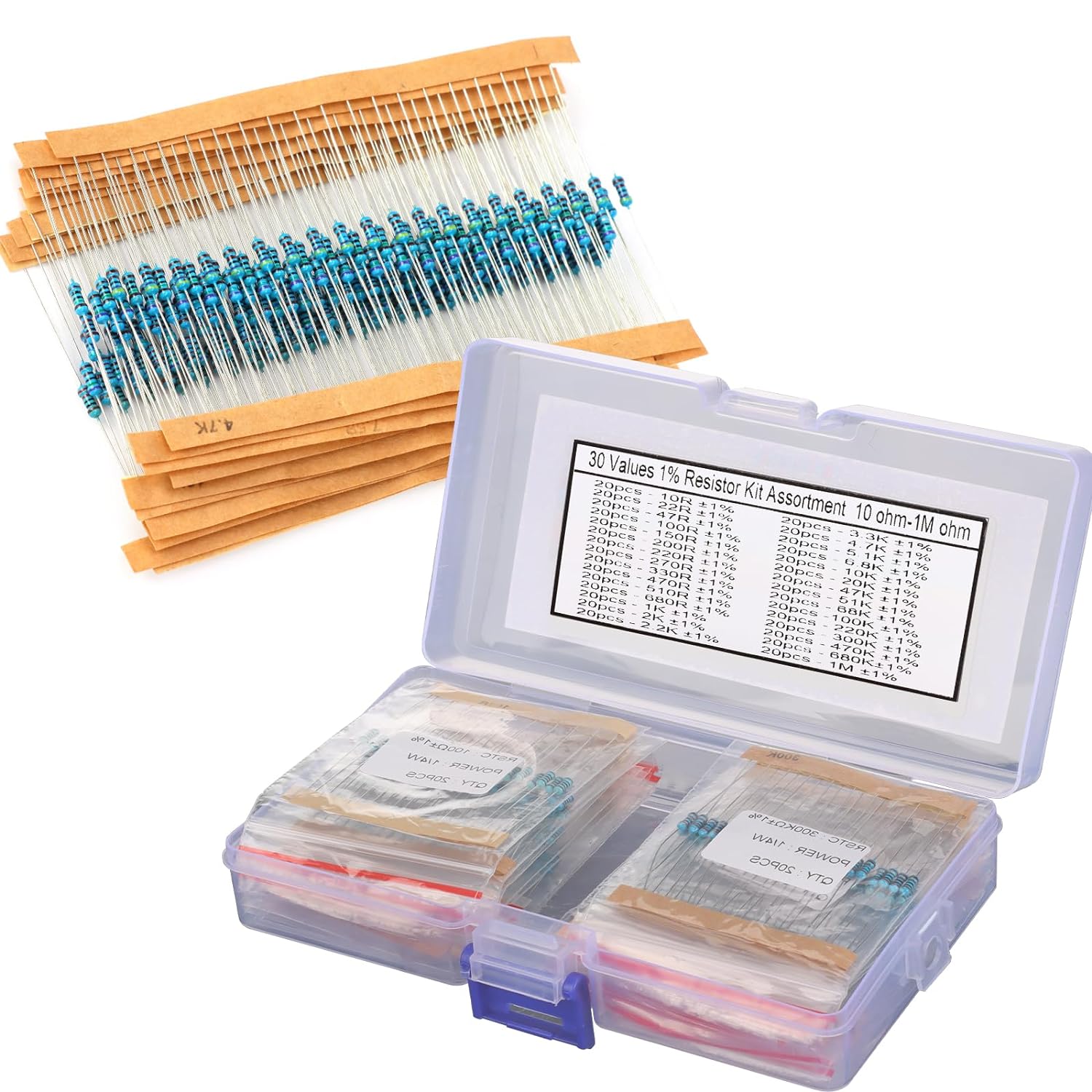 Resistor Kit 1 4W - 600 шт. комплект металлопленочных резисторов, различные