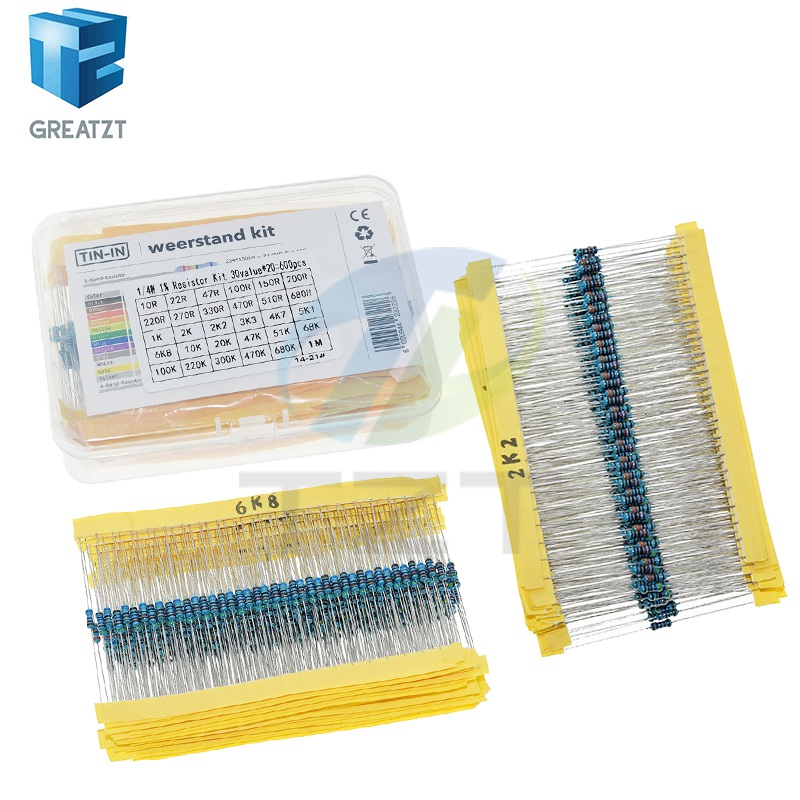 Resistor Kit 1 4W - GREATZT 600 шт./компл. 30 видов сопротивления