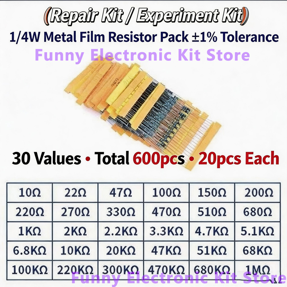 Набор из 600 шт. различных мет – обзор и цена Resistor Kit 1 4W