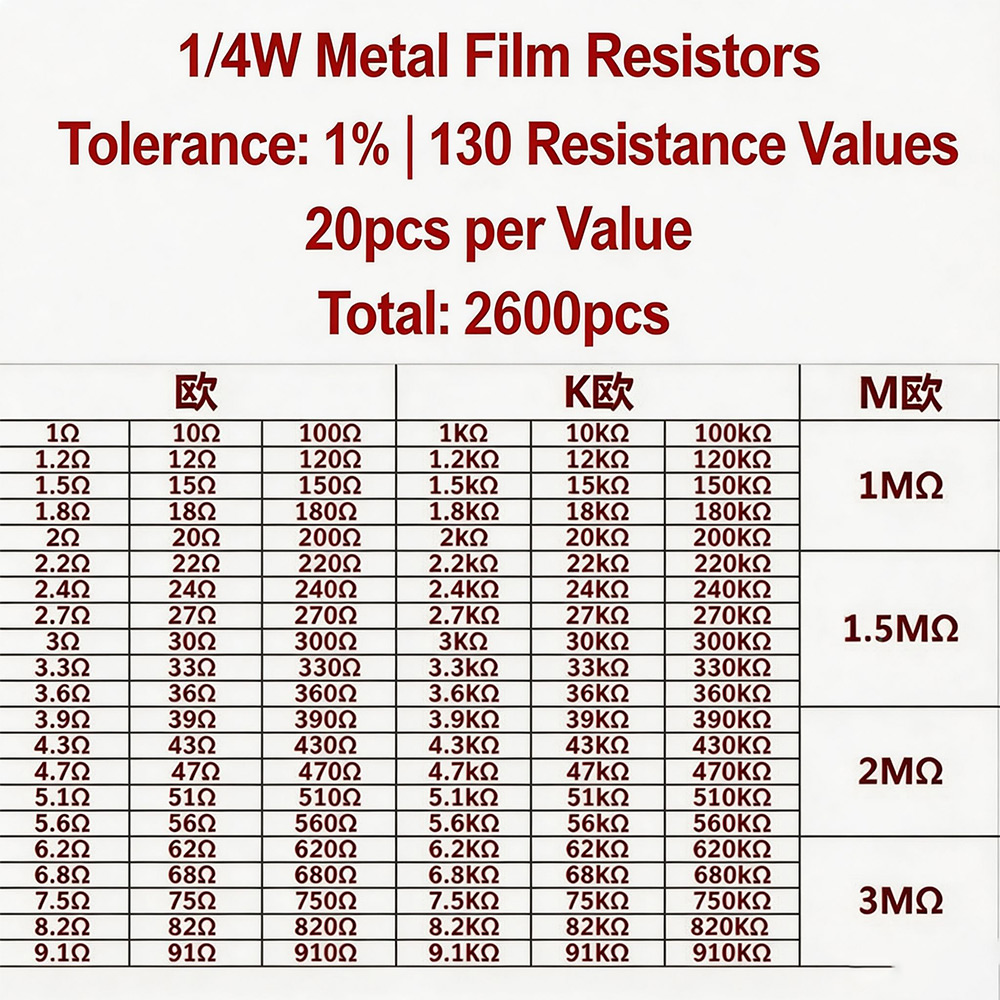 Набор металлических пленочных  – обзор и цена Resistor Kit 1 4W