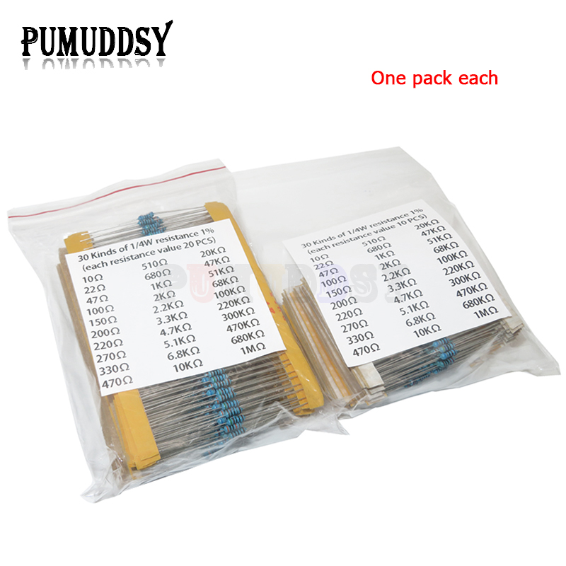 600 шт./компл., 30 видов, сопр – обзор и цена Resistor Kit 1 4W